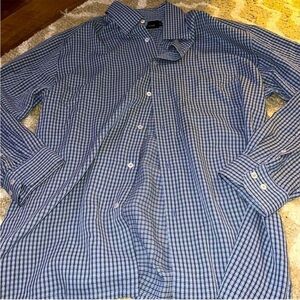 Bugatchi Navy and White Plaid Men's Shirt - XL